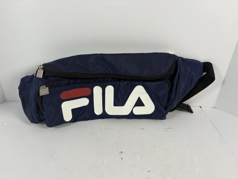 Vintage FILA Fanny Pack Waist Bag Navy Blue Big Logo Hip Pack 90s Y2K Retro